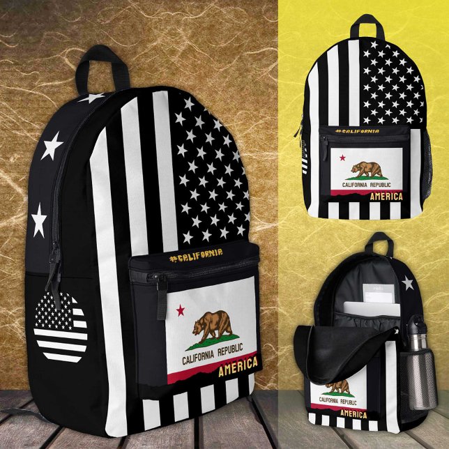 Personalised California Flag bag, American Flag Printed Backpack (Creator Uploaded)