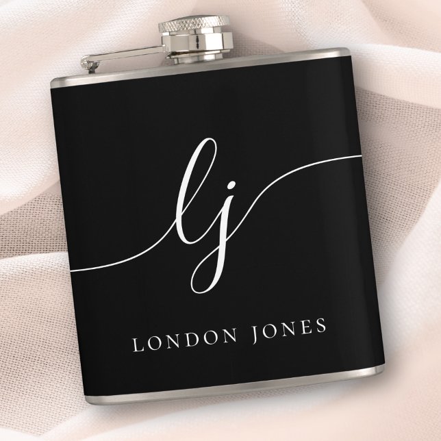 Personalised Calligraphy Black Bachelorette Hip Flask (Creator Uploaded)