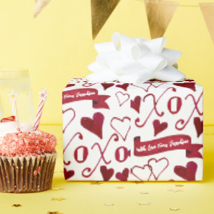 Personalised Calligraphy Boho Valentine's Day XOXO Wrapping Paper
