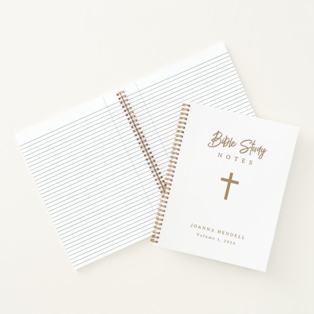 Personalised Calligraphy Gold Cross Bible Study  Notebook (Inside)