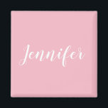 Personalised Calligraphy Jennifer Name Design Magnet<br><div class="desc">Create your own personalised design. You can change the colour of the white handwritten style calligraphy font to another trendy cursive option. Change the font size to fit your custom name design. This personal text message can take up as much of the print area as you'd like. Customise the solid...</div>