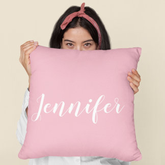 Personalised Calligraphy Jennifer Name Design Pink Cushion