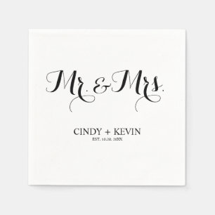 Personalised Calligraphy Mr and Mrs Wedding Paper Napkin