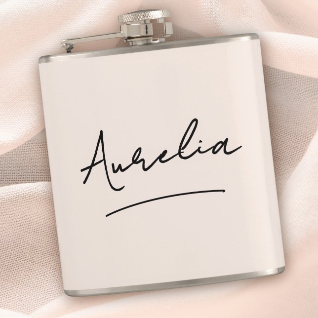Personalised Calligraphy Name Pink Bachelorette Hip Flask (Creator Uploaded)