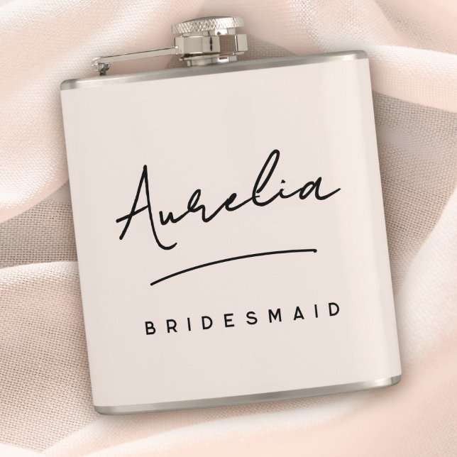 Personalised Calligraphy Name Pink Bachelorette Hip Flask (Creator Uploaded)