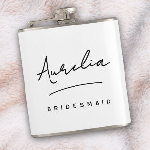 Personalised Calligraphy Name Pink Bachelorette Hip Flask