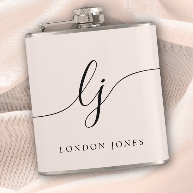 Personalised Calligraphy Name Pink Bachelorette Hip Flask (Creator Uploaded)