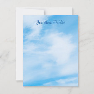 Personalised Calligraphy Script Name Blue Sky Card