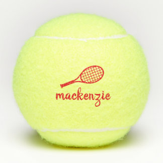 Personalised Calligraphy Script Name Red Tennis Balls