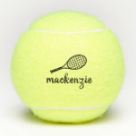 Personalised Calligraphy Script Name Tennis Balls<br><div class="desc">Personalised tennis balls printed with custom name or text in a trendy and stylish modern calligraphy script font and simple tennis racquet monogram design. Any women's tennis player would appreciate the elegant look on these modern monogrammed practice balls as a gift.</div>