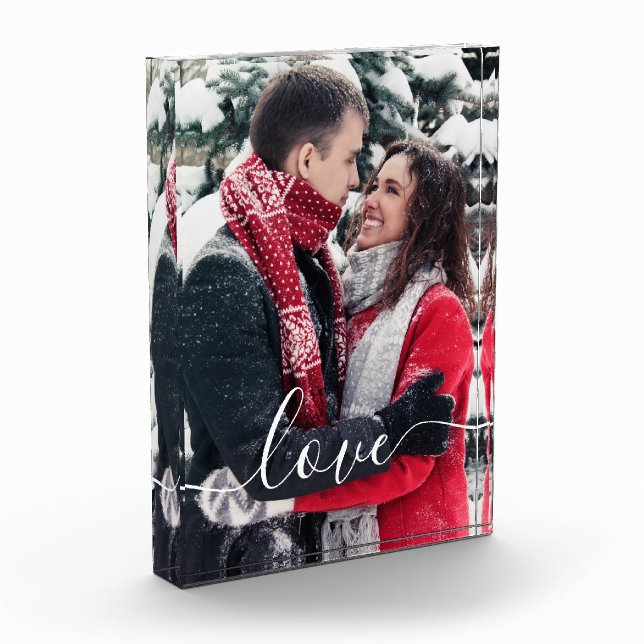 Personalised Calligraphy Script Photo Block (Left)