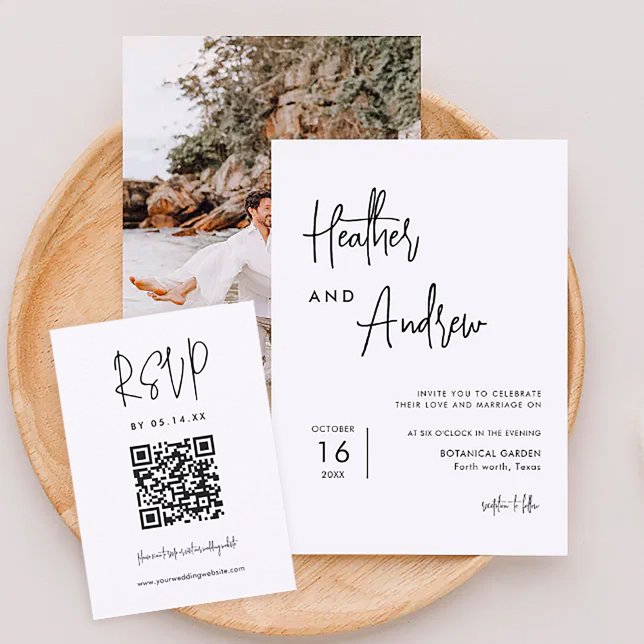 Personalised Calligraphy Simple Wedding Photo Invitation (Creator Uploaded)