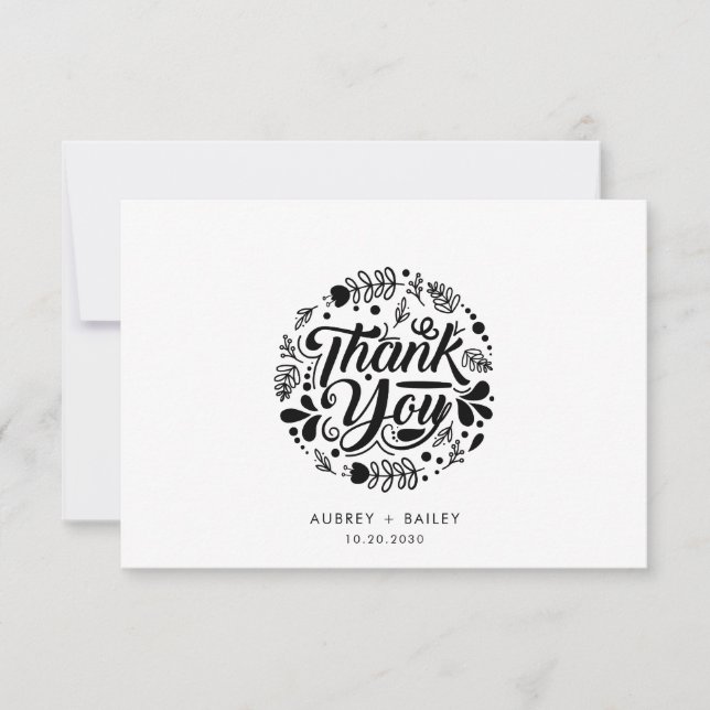 Personalised Calligraphy Wedding Thank You Card (Front)
