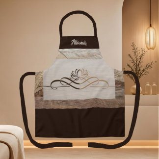 Personalised Calming Linen Bamboo Lotus Flower Apron