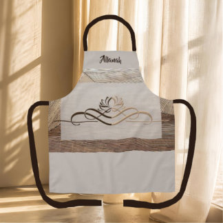 Personalised Calming Linen Bamboo Lotus Flower Apron