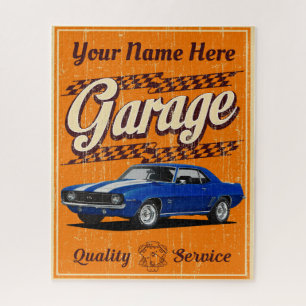 Personalised Camaro Garage in Orange Jigsaw Puzzle