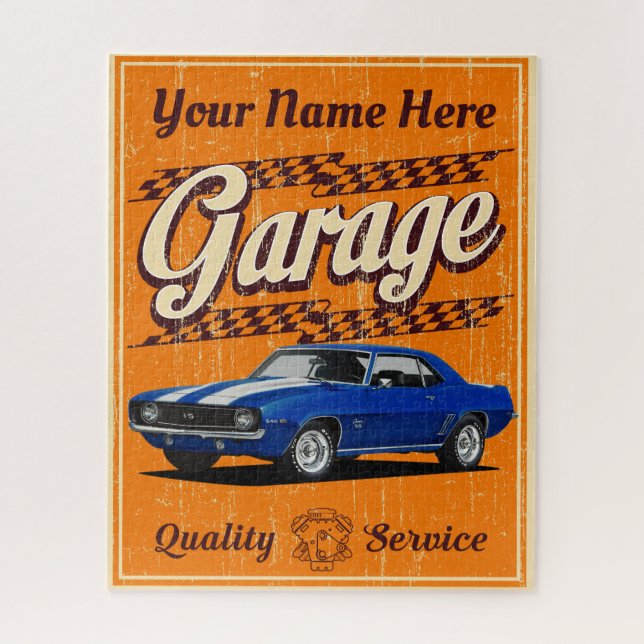 Personalised Camaro Garage in Orange Jigsaw Puzzle (Vertical)