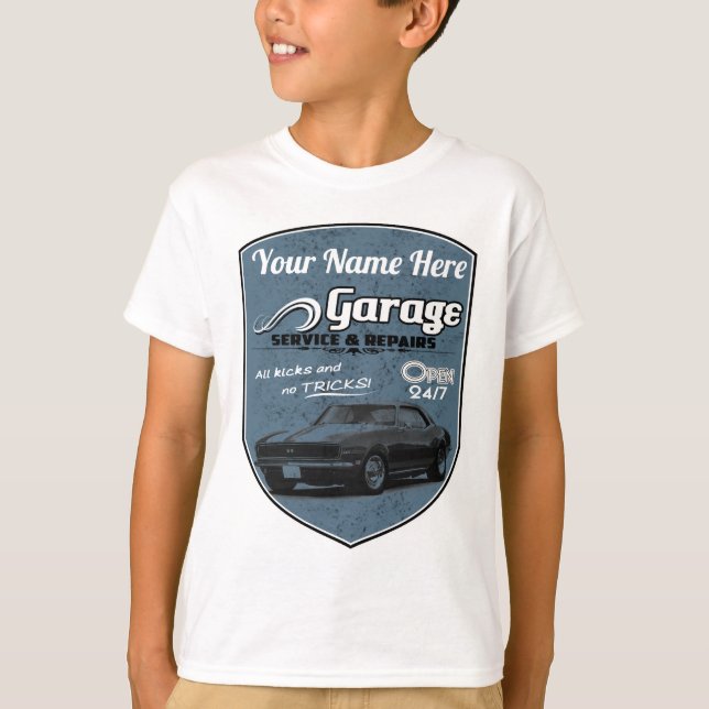 Personalised Camaro Garage T-Shirt (Front)