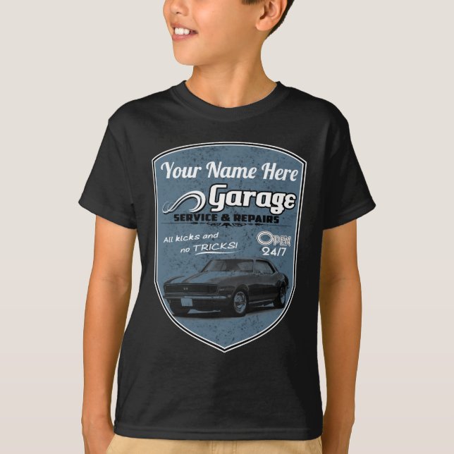 Personalised Camaro Garage T-Shirt (Front)