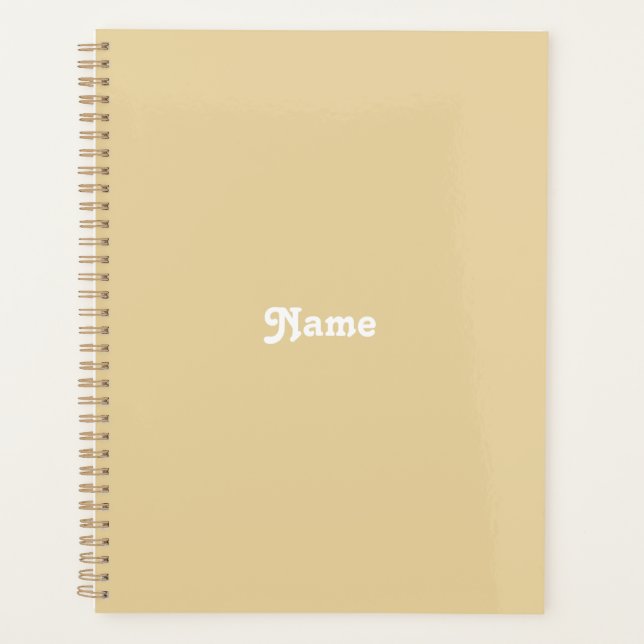 Personalised camel beige custom name monogram year planner (Front)