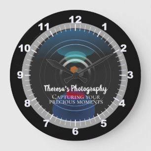 Personalised Camera Lens Photography Studio Large Clock