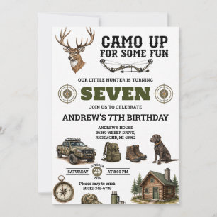 Personalised Camo Hunting birthday Invitation