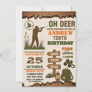Personalised Camo Hunting Birthday party Invitation