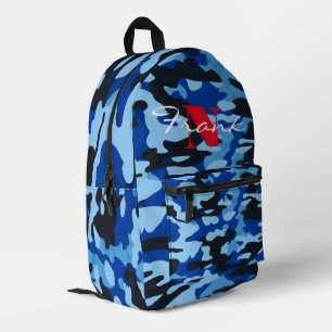 Personalised Camo Pattern Blue Black Backpack