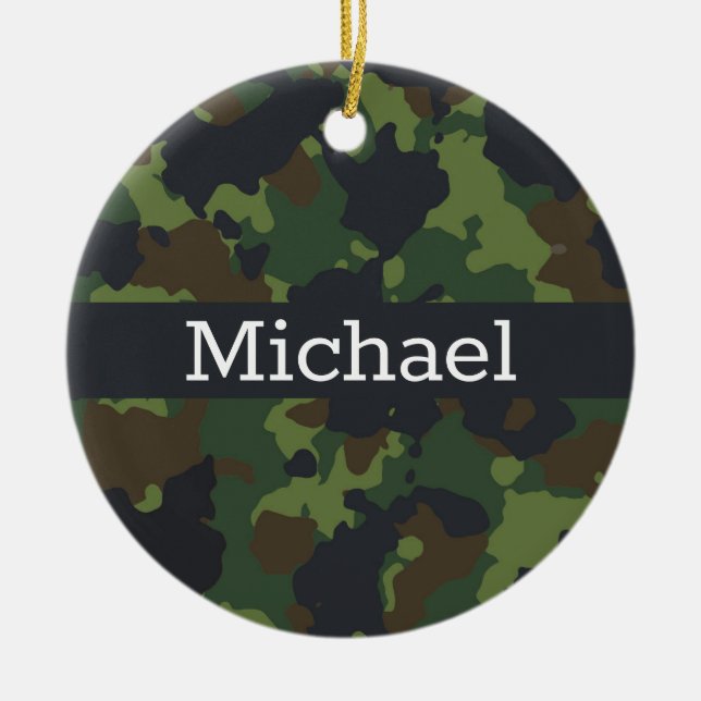 Personalised Camouflage Camo Army Military Ceramic Ornament (Front)
