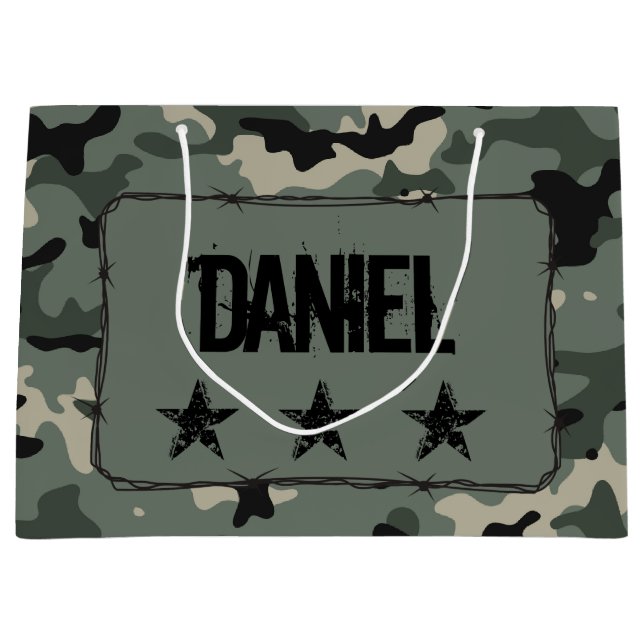 Personalised Camouflage Large Gift Bag (Front)