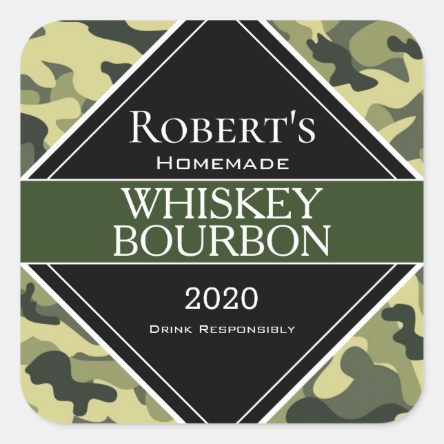 Personalised Camouflage Moonshine/Whiskey Label (Front)