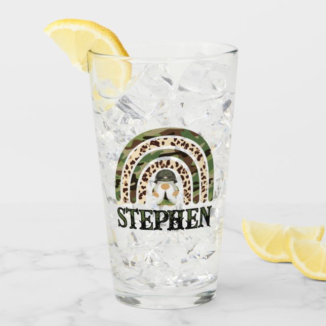 Personalised Camouflage Rainbow Design Glass (Front Ice)