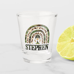 Personalised Camouflage Rainbow Design Shot Glass
