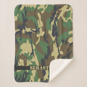 Personalised Camouflaged Army Military Sherpa Blanket