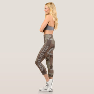 Personalised Camouflaged Brown Pattern Capri Leggings
