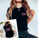 Personalised Camp Bach Bachelorette Party Custom T-Shirt<br><div class="desc">Step into style with our Trendy Pink Design Personalised Camp Bach Bachelorette Party Custom T-Shirt – a chic and fashionable addition to your mountainous celebration. This custom shirt is more than just apparel; it's a symbol of the last trail before the veil, making it the perfect customised camp bachelorette party...</div>