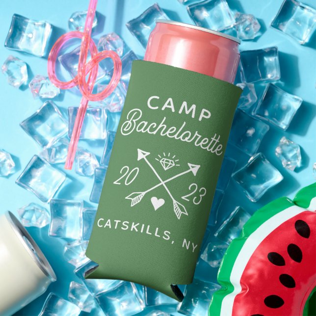 Personalised Camp Bach Crew Bachelorette Seltzer Can Cooler (In Situ Summer)