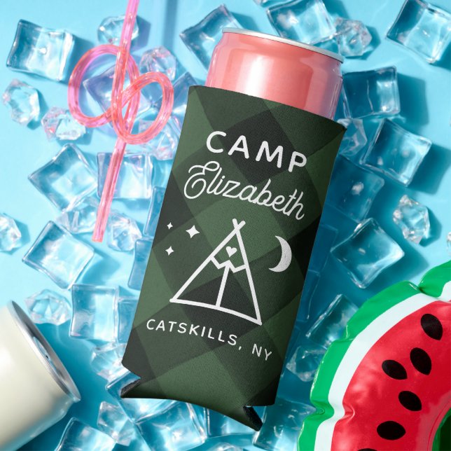 Personalised Camp Bachelorette Flannel  Seltzer Can Cooler (In Situ Summer)