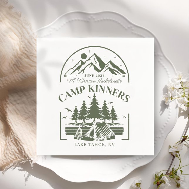 Personalised Camp Bachelorette Mountain Napkin (Creator Uploaded)