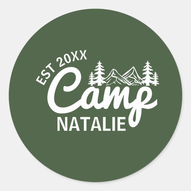 Personalised Camp Bachelorette Party Bridesmaids Classic Round Sticker (Front)