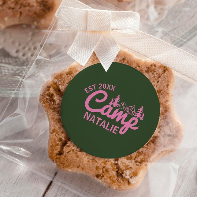 Personalised Camp Bachelorette Party Bridesmaids Classic Round Sticker (Creator Uploaded)