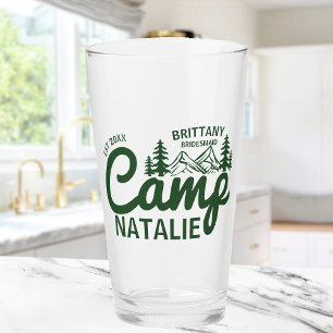 Personalised Camp Bachelorette Party Bridesmaids Glass