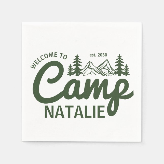 Personalised Camp Bachelorette Party Bridesmaids Napkin (Front)
