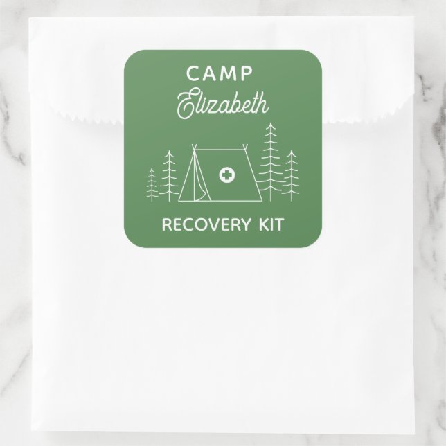 Personalised Camp Bachelorette Recovery Kit Square Sticker (Bag)