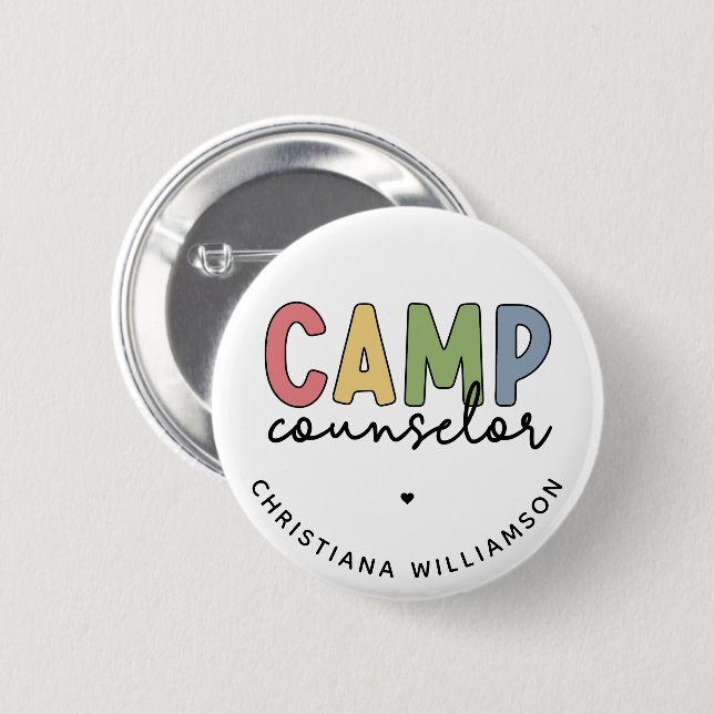 Personalised Camp Counsellor Gifts 6 Cm Round Badge (Front & Back)
