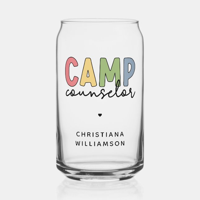 Personalised Camp Counsellor Gifts Can Glass (Front)