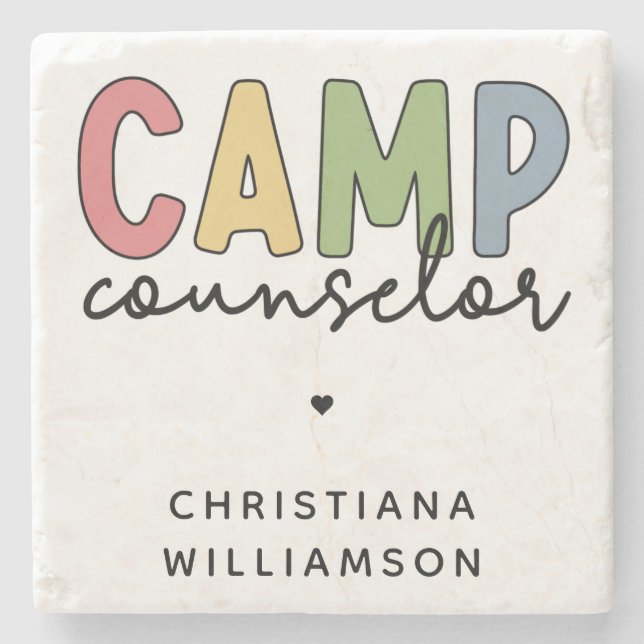 Personalised Camp Counsellor Gifts Stone Coaster (Front)