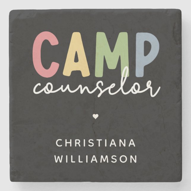 Personalised Camp Counsellor Gifts Stone Coaster (Front)