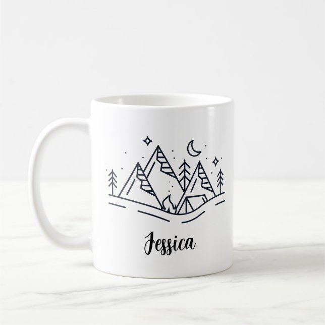Personalised camp mug, personalised campfire mug,  coffee mug (Left)