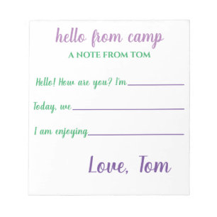 Personalised Camp Notepad for Boys